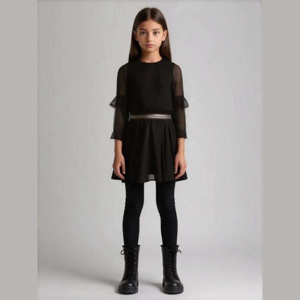 Epic Threads‎ Girls Dress Size Large Black Drop Waist Metallic Stripe NEW